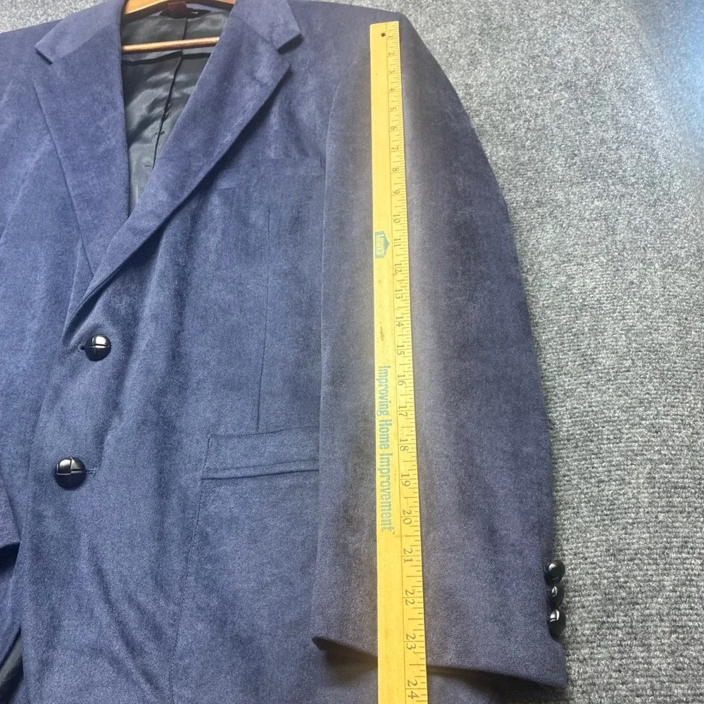 Vintage Wm. F. Farah Blazer Sport Coat Mens 46R Blue Faux Suede‎ Retro 70s